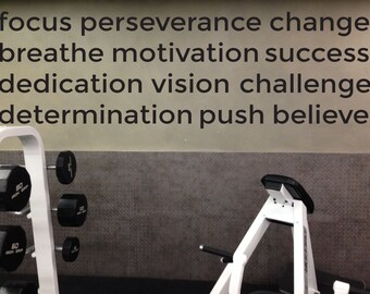 Fitness Studio Decor, Gym Motivation Decal, Gym Wall Decal, Words