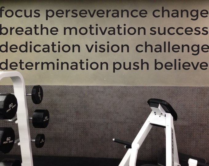 Fitness Studio Decor, Gym Motivation Decal, Gym Wall Decal, Words