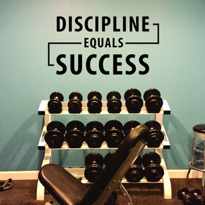 DISCIPLINE EQUALS SUCCESS Gym Wall Decal, Cycling Wall Decal, Fitness Theme Decor, Fitness Gift, Home Gym Design Ideas, Inspirational 317 image 1