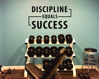 DISCIPLINE EQUALS SUCCESS Gym Wall Decal, Cycling Wall Decal, Fitness Theme Decor, Fitness Gift, Home Gym Design Ideas, Inspirational Quotes