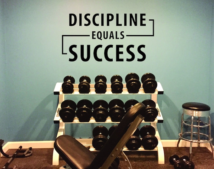 DISCIPLINE EQUALS SUCCESS Gym Wall Decal, Cycling Wall Decal, Fitness Theme Decor, Fitness Gift, Home Gym Design Ideas, Inspirational Quotes