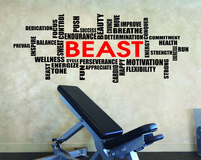 BEAST Wall Cloud Decal, Weight Room Decal, Motivational Wall Decal, Beast Wall Decal
