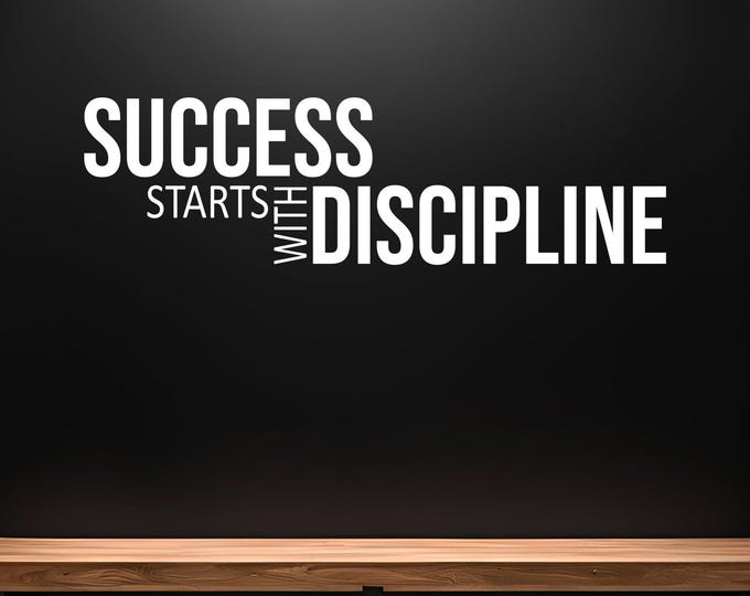 SUCCESS Starts With DISCIPLINE Gym Wall Decal, Fitness Wall Decal, Physical Therapy Sign, Chiropractor Sign. Cycling Sticker, Fitness Gift