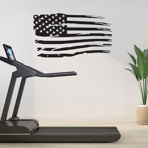 Distressed Flag Decal. Flag Wall Decal, American Flag Sticker. Large American Flag Sticker, Gym Flag Decal 077