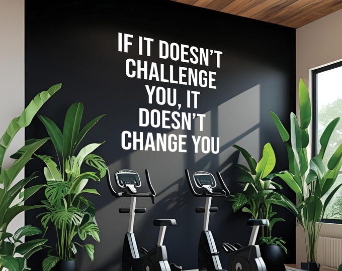 If It Doesn’t Challenge You It Doesn’t Change You Wall Decal – Fitness Gym Wall Art, Workout Room, Office Decor, Classroom Door Sticker