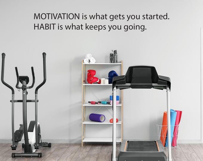 Motivation is what gets you going. Habit is what keeps you going. Wall Decor Vinyl Decal Gym Workout Motivation Quote 20