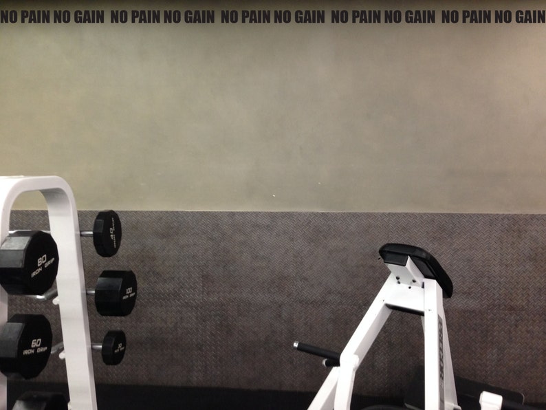 work out home gym decor. wall decal wall border no pain no | etsy