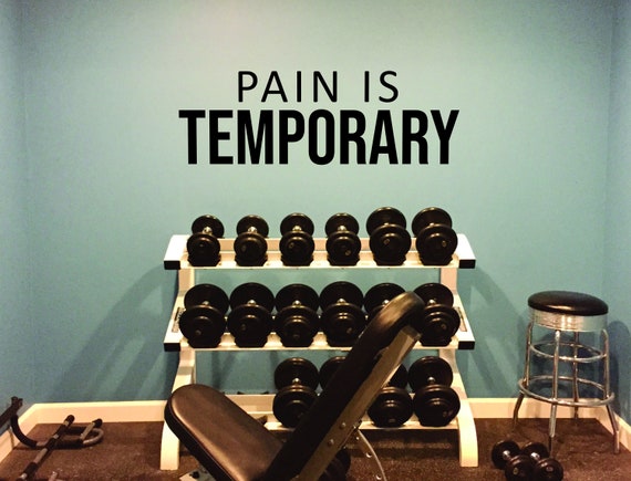 PAIN IS TEMPORARY, Gym Wall Decal, Motivational Quote, Hotel Gym Ideas, Sticker for Gym, Cycling Decor, Garage Gym Decor, Basement Gym Ideas