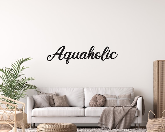 Aquaholic Wall Decal, lakehouse wall decal, sign for lake house, sticker for lakehouse, lake life decor, decorating ideas for lakehouse