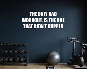 Vinilo decorativo motivacional para pared: El único mal entrenamiento es el que no se realiza. Vinilo decorativo para gimnasio, letrero para gimnasio, cita inspiradora para entrenar. 299