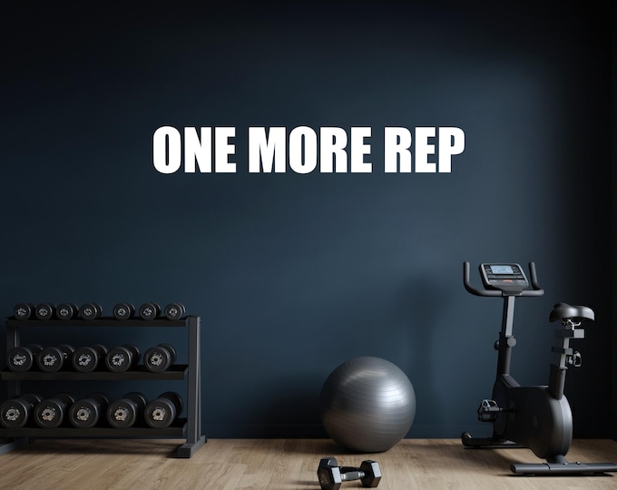 Gym Wall Decal, ONE MORE REP Fitness Sticker, Motivational Quote, Garage Gym Idea, Hotel Gym, Apartment Gym