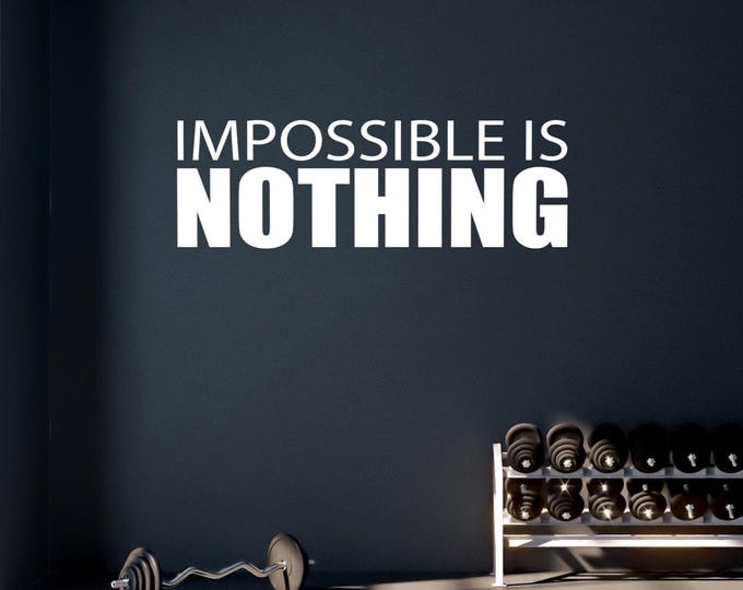Impossible Is Nothing Wall Decal – Motivational Quote Vinyl Sticker for Gym, Office, Home, Fitness Room, Inspirational Wall Art