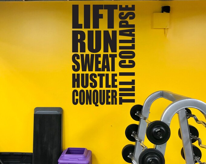 Gym Wall Decal, Motivational Quote Decal, Fitness Inspiration Wall Decal, Running Wall Decor, TILL I COLLAPSE Quote