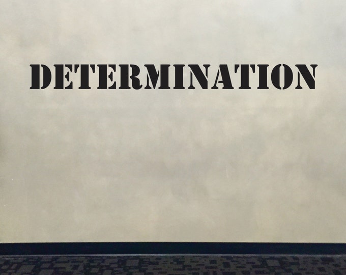 Wall Decal for Gym, Fitness Wall Decal, Classroom Wall decor, DETERMINATION Stencil Font Gym Wall Decal