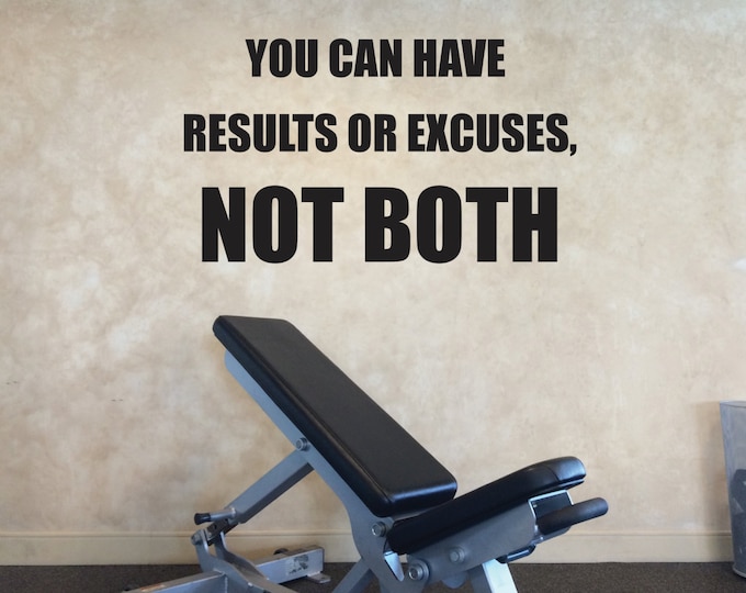 Fitness Studio Wall Decor, Gym Wall Decal, Gym Motivation, Excuses quote