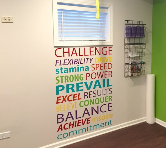 Gym Accent Wall Word Decals. Gym Wall Decal, Gym Motivation.