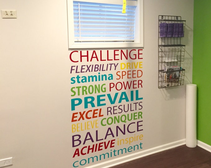 Gym Accent Wall Word Decals. Gym Wall Decal, Gym Motivation.