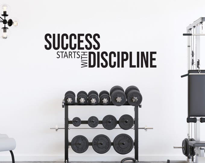 SUCCESS Starts With DISCIPLINE Gym Wall Decal, Fitness Wall Decal, Physical Therapy Sign, Chiropractor Sign. Cycling Sticker, Fitness Gift