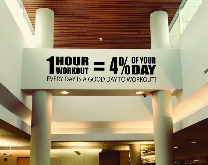 Motivational Gym Wall Decal, Workout Fitness Wall Decal, Fitness Quote, Sports Quote, Gym Design Ideas, 1 Hour Workout is 4% of your Day