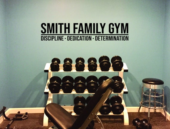 Personalized Custom Home Gym Name Decal, DISCIPLINE DEDICATION DETERMINATION, Home Gym Design Idea, Family Name Gym Fitness Gift Idea- OPT12