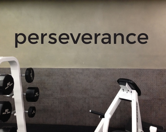 perseverance quote wall decal. wellness decor, gym motivation quote