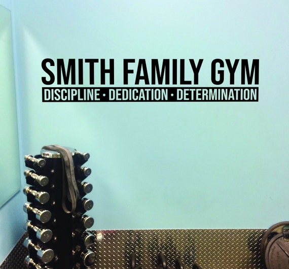 Personalized Custom Home Gym Name Decal, DISCIPLINE DEDICATION DETERMINATION, Home Gym Design Idea, Family Name Gym Fitness Gift Idea- OPT13