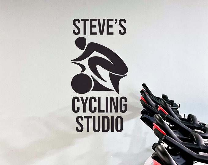 Personalized Custom Cycling Studio Name Decal, Custom Decal for Gym, Home Gym Design Idea, Family Name Gym Decal. Cycling Gift Idea- OPT2