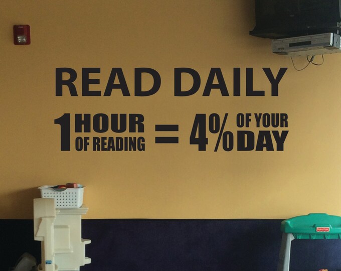 Teacher Classroom Decorating Ideas. Reading Teacher Decor, Read Daily, 1 Hour of Reading equals 4 Percent of Your Day