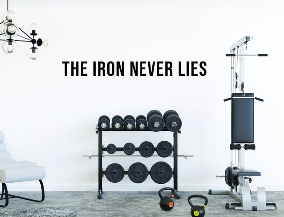 The Iron Never Lies Wall Decal, Fitness Wall Decal Lettering, Vinyl Wall Decal Cycling, Gym Wall Decal, Gift Idea for Athlete, Gym Decor