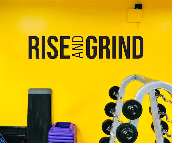 RISE AND GRIND Fitness Wall Decal, Gym Quote Decor, Fitness Decor, Home Gym Design Idea, Fitness Gift Cycling Quote decor