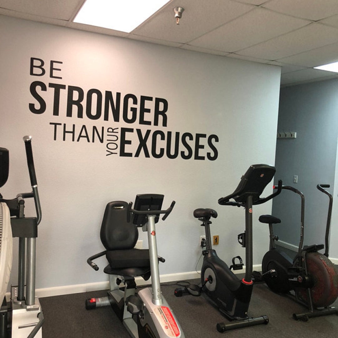 Gym Decor Ideas Gym Design Ideas Ideas for Home Gym Office Wall Sign Classroom Wall Sign Be Stronger Than Your Excuses Etsy