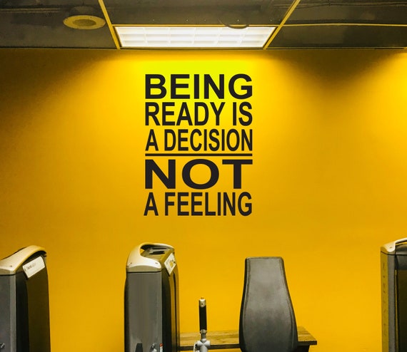 Being Ready is a Decision Not a Feeling, Fitness Wall Decal Lettering, Physical Therapy, Gift Idea for Athlete, Chiropractor Decal, Gym Idea