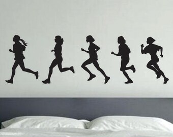 Running Characters Vinyl Decal Wall Art, Athlete Runner marathon
