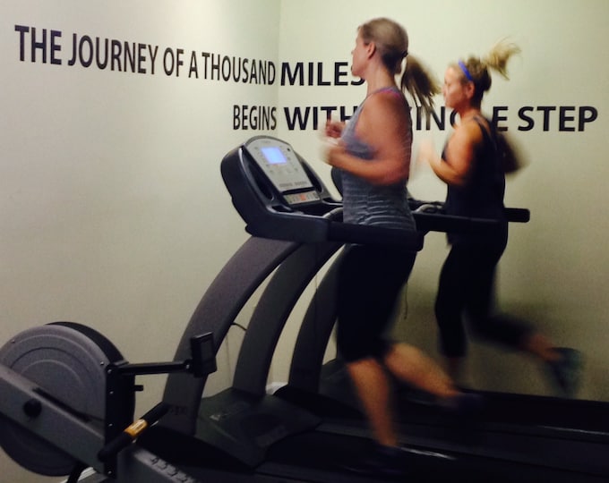 Fitness Motivational Quote Wall Decal. Fitness Studio Decor. The Journey of a Thousand Miles Begins with a Single Step