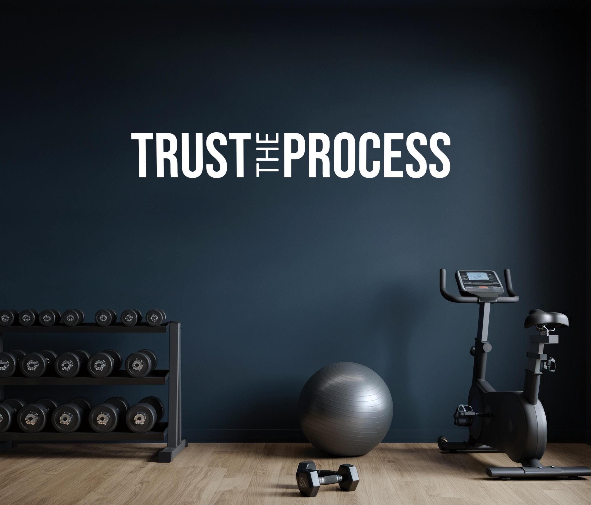 "Trust The Process" Gym Quote Wall Decal - 28x12 Inch Motivational Vinyl Art
