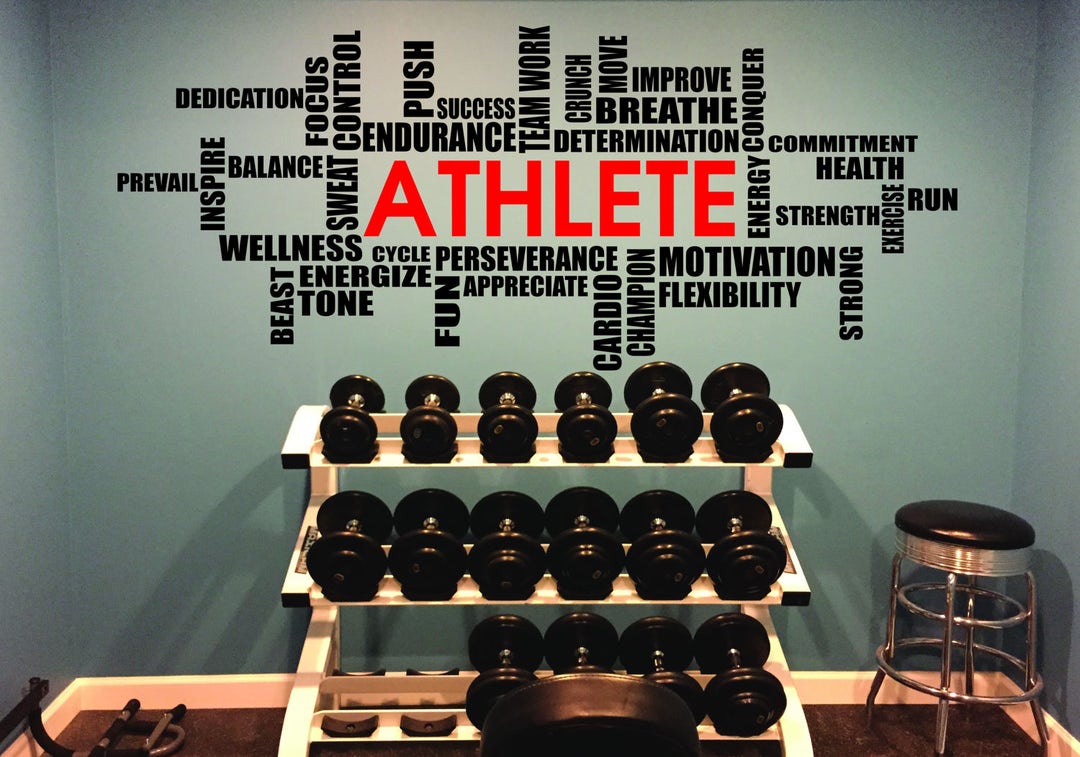 ATHLETE Wall Cloud Decal, Weight Room Decal, Motivational Wall Decal