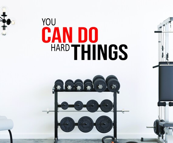 You CAN DO Hard Things Gym Wall Decal, Physical Therapy Quote, Fitness Quote Decor, Wall Art for Gym or Studio, Cycling Decor