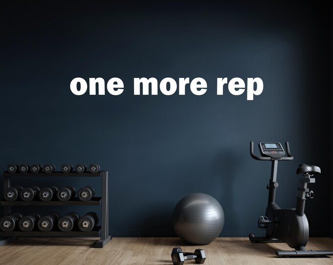 one more reap Gym Wall Decal, Exercise Wall Sticker, Ideas for Home Gym, Fitness Wall Decal, Garage Gym Ideas. High School Gym