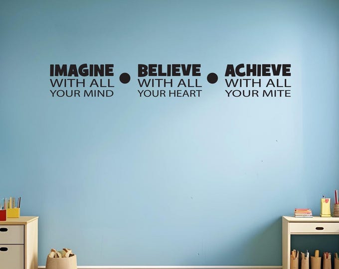 Classroom Ideas, Classroom Decor, Teacher Class Decor, IMAGINE BELIEVE ACHIEVE Children Room or Nursery Sign