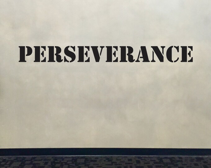 Motivational Wall Decal, Fitness Wall Decal, Classroom Wall decor, PERSEVERANCE Stencil Font Gym Wall Decal