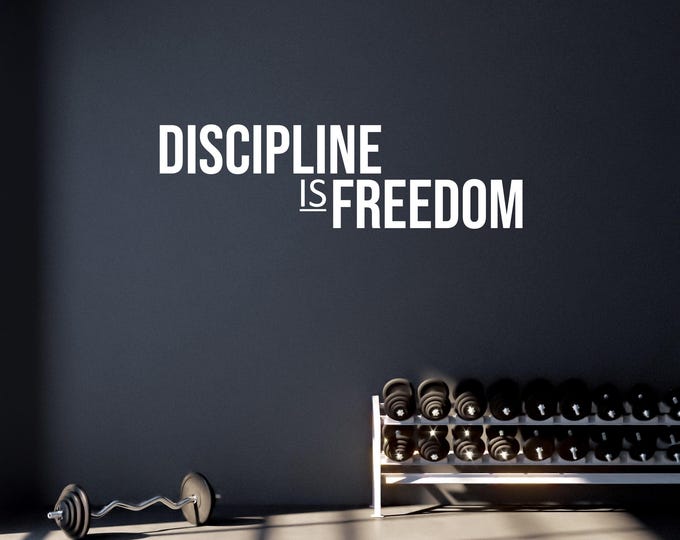DISCIPLINE IS FREEDOM Gym Wall Decal, Fitness Wall Decal, Motivational Quote, Cycling Wall Decor Decal. Cycling Sticker, Fitness Gift