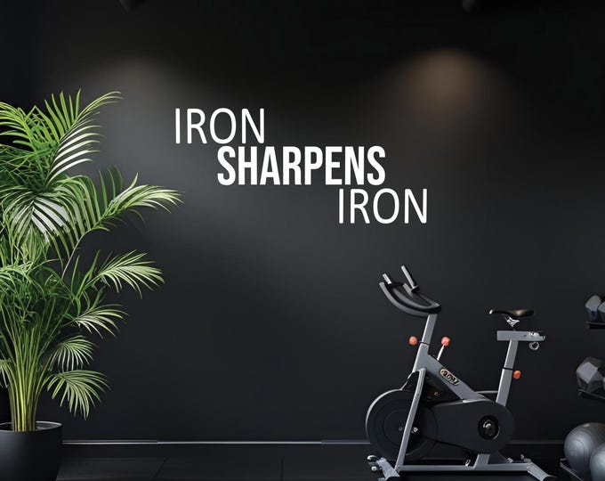 IRON SHARPENS IRON, Fitness Wall Decal, Cycling Wall Decal, Physical Therapy Quote, Garage Gym Ideas, Office Wall Decal, Classroom Decor