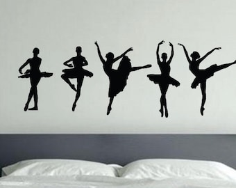 Ballerina Vinyl Wall Decal 10" Tall | Dance Room Wall Decor | Ballet Silhouette Sticker | Girls Bedroom Ballet Wall Art 194