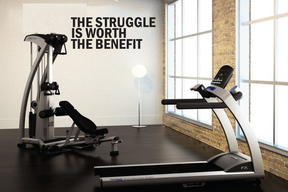 The Struggle Is Worth The Benefit, Wall Decor Vinyl Decal Gym Workout Motivation Quote 18"X40", item#85