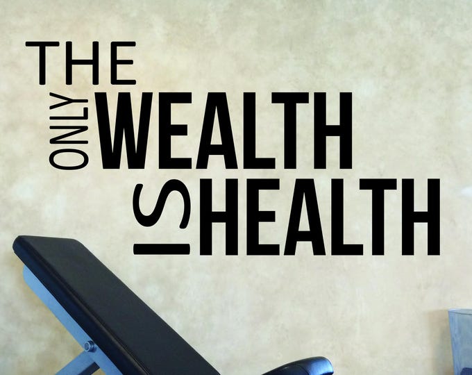 GYM DESIGN, Gym Wall Decor, Gym Ideas, Fitness Theme, The Only Wealth is Health