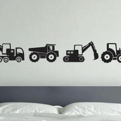 Kids Room Decor Construction Vehicle Wall Decals Etsy