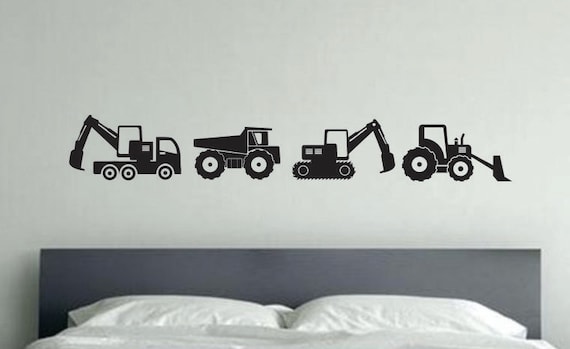 Kids Room Decor, Construction Vehicle Wall Decals, Construction Room