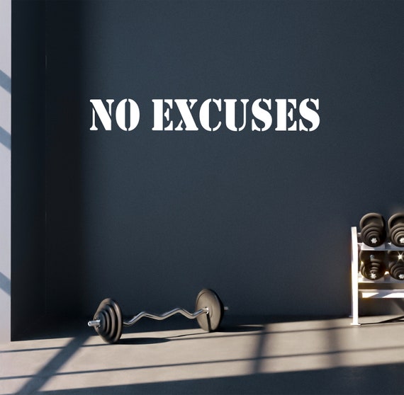 NO EXCUSES Gym Wall Decal, Gym Design Ideas, Gym Decor Idea, Fitness Decor, Cycling Decor, Sticker for Gym, Physical Therapy, Chiro sign