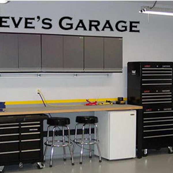 Garage Decor Wall Art, Custom Garage Name Vinyl Decal Wall Art