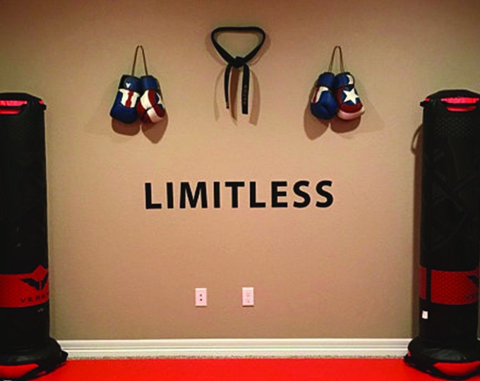 LIMITLESS Wall Decal, Classroom Sign, Gym Sign, Gym Design Ideas, Weight Room Sign, Weight Room Design Ideas